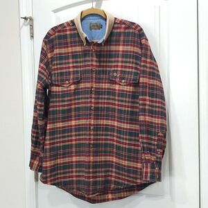 Roper Mens Plaid Button Down, Long Sleeve Western Shirt brown red plaid, Size xl